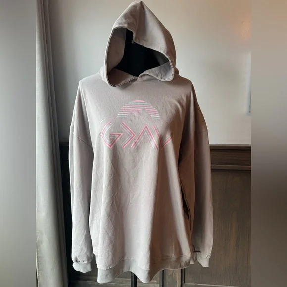 Women's Gray God Is Greater Hoodie 3X - Picture 2 of 6